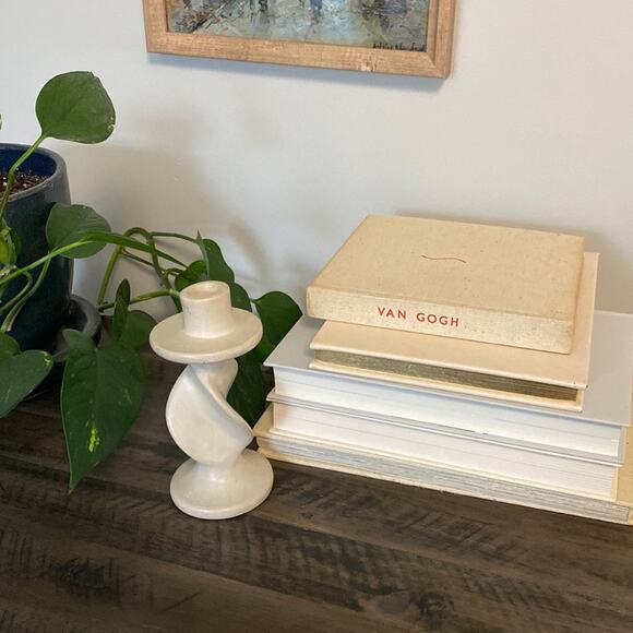 Rare VTG Rockwood Ivory Twist Candlestick Pottery - Picture 1 of 9